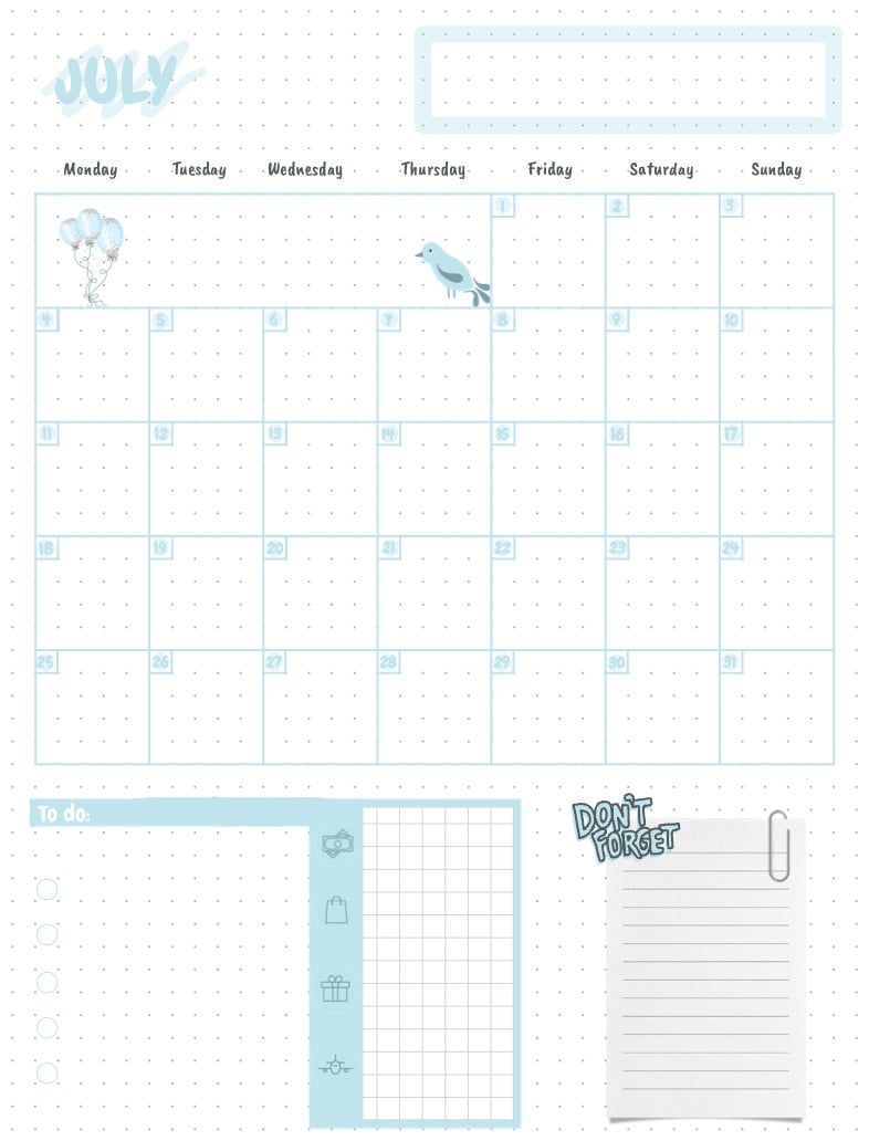 July’s Planner Notability Gallery