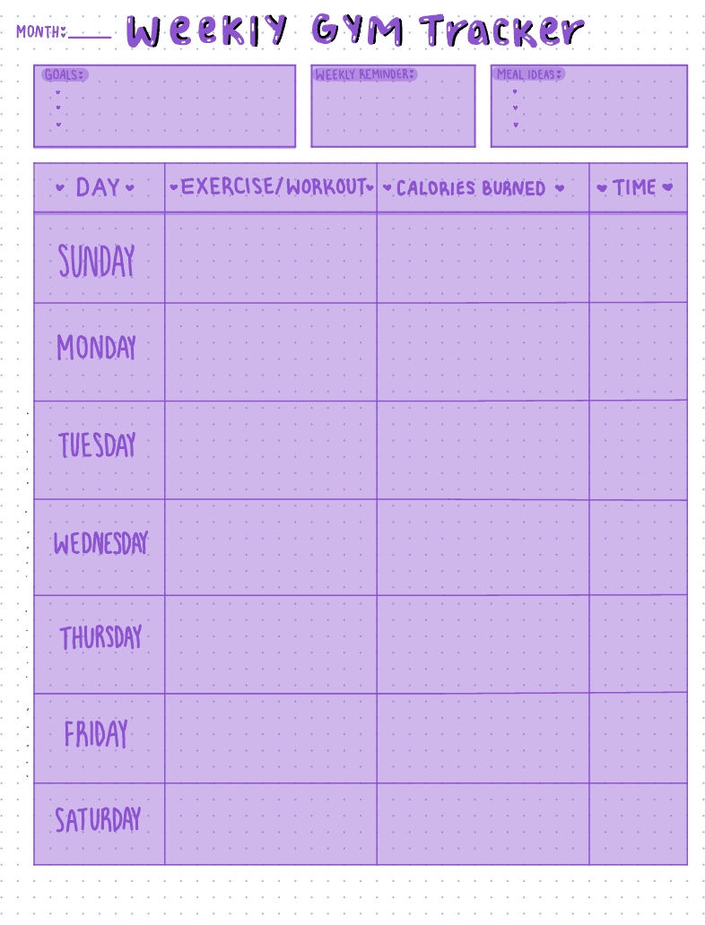 Weekly Gym Tracker - Notability Gallery