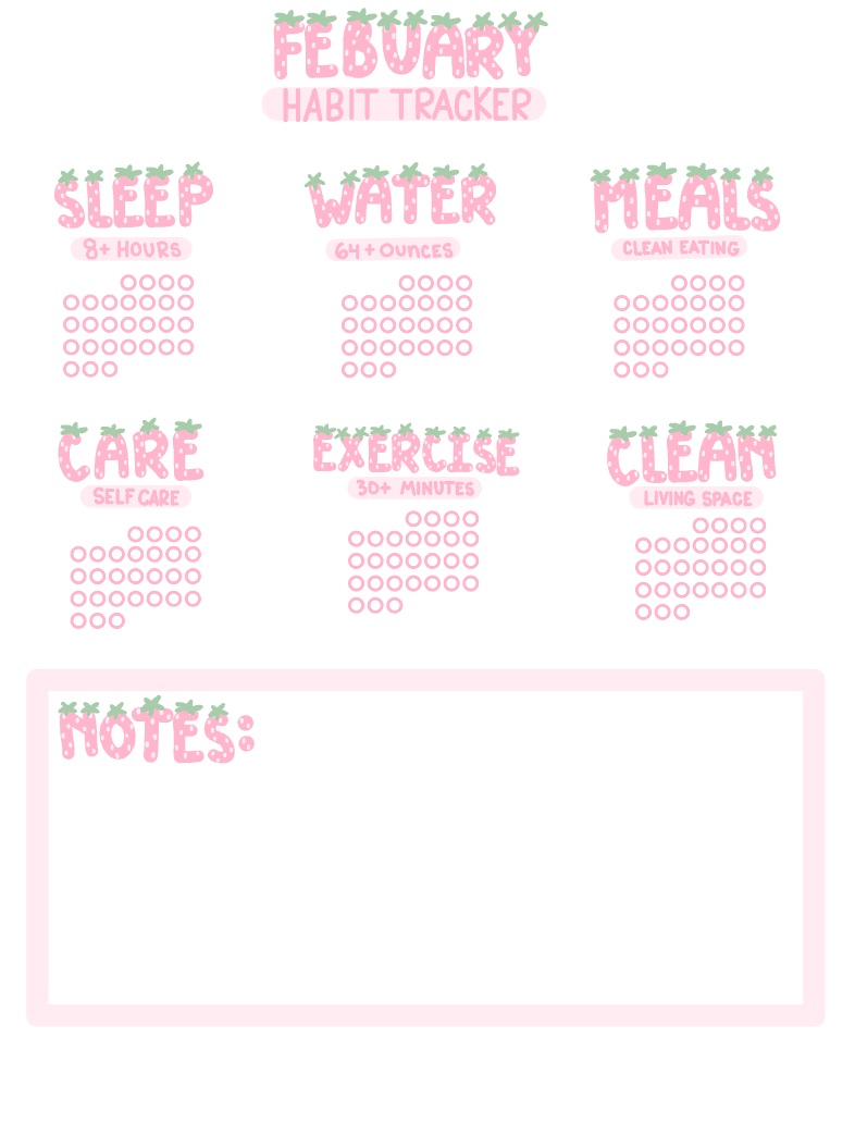 February Habit Tracker Strawberry - Notability Gallery
