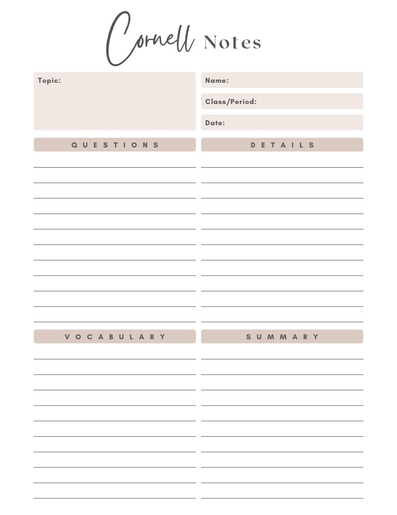 Elegant Cornell Notes - Notability Gallery