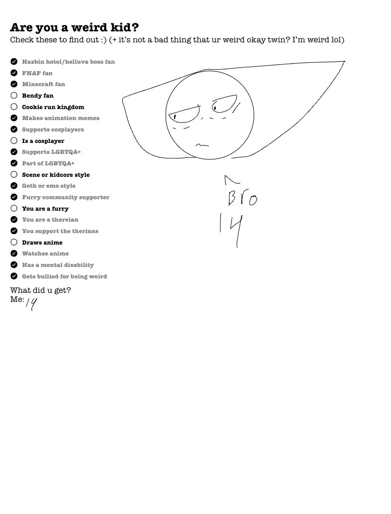 Weird Kid Quiz ;) - Notability Gallery
