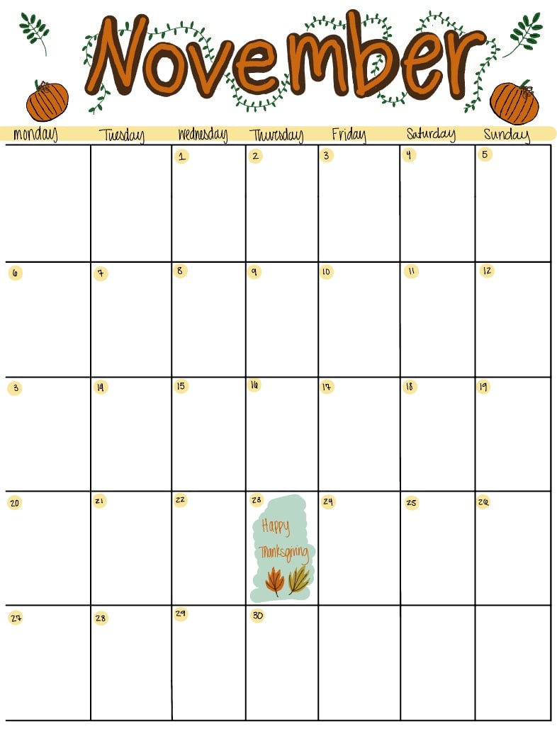 November Calendar - Notability Gallery