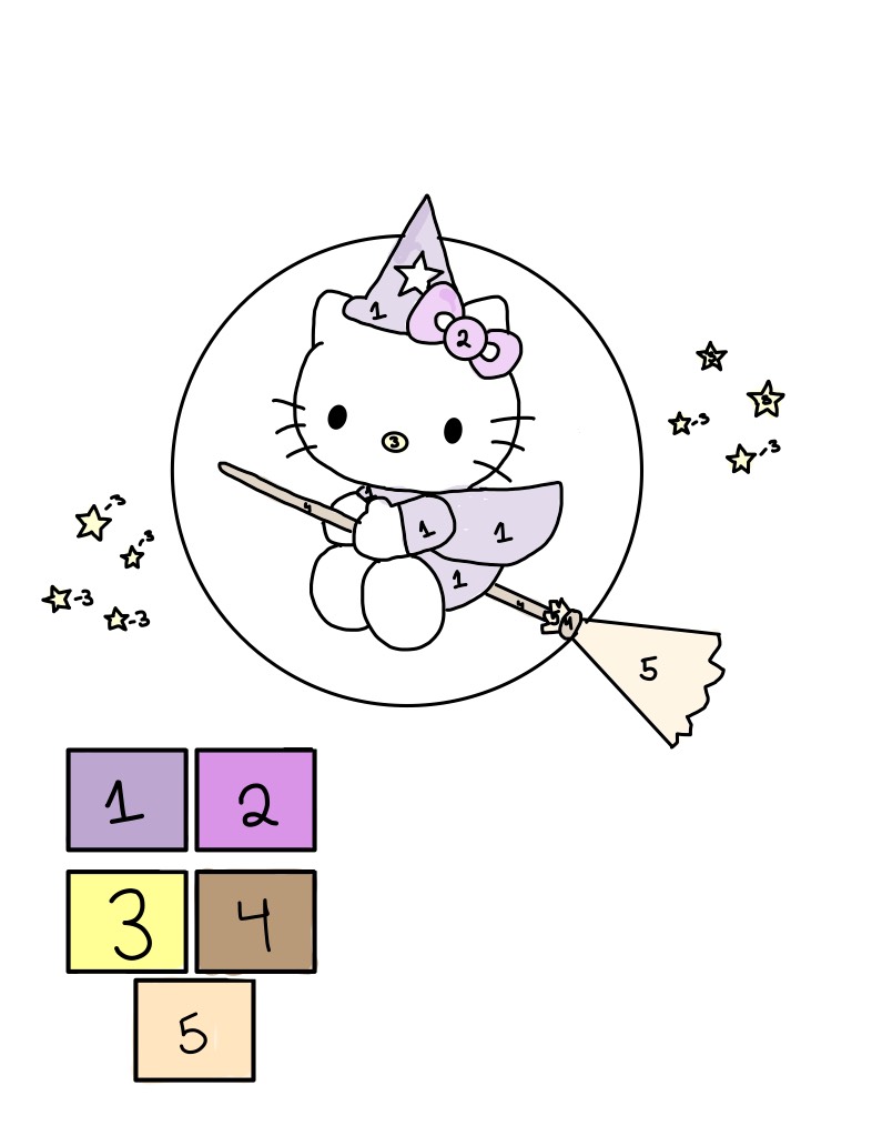 Color By Number Hello Kitty-witch Finished - Notability Gallery