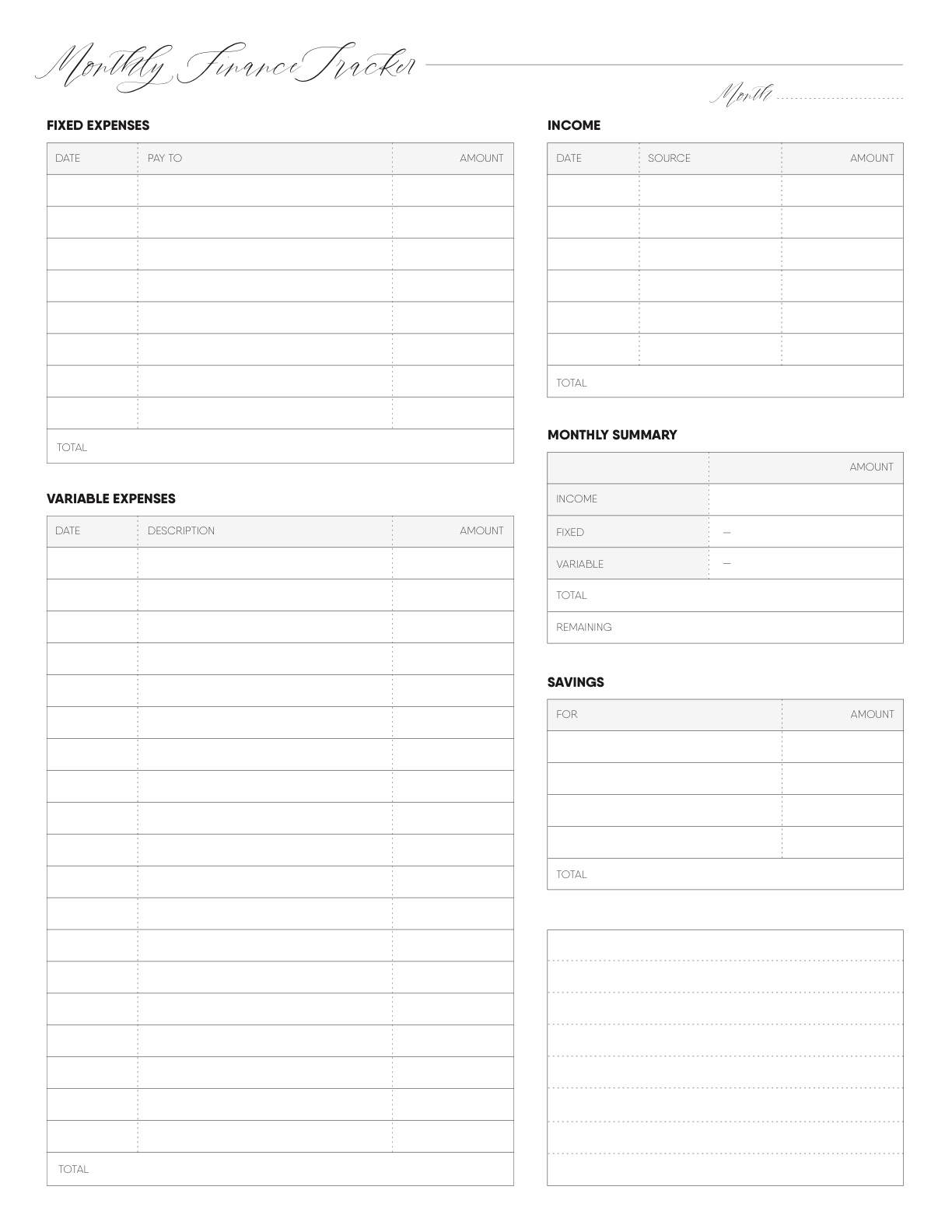 Monthly Finance Tracking - Notability Gallery