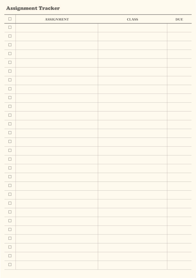 Assignment Tracker [light Creme] - Notability Gallery