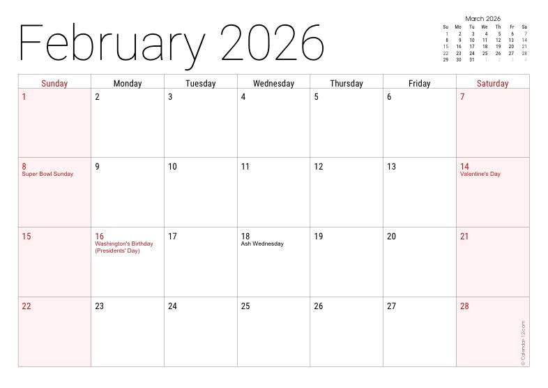 February 2026 Calendar - Notability Gallery