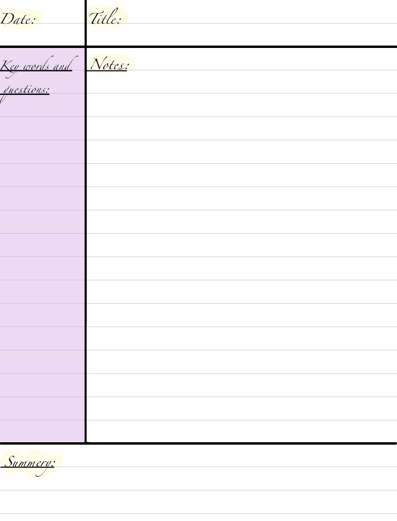 The Cornell Note-Taking Template - Notability Gallery