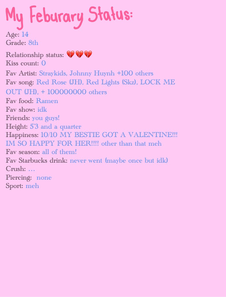February Statusss🩷 ️🧡💛💚🩵💙💜🖤🩶🤍🤎💔 ️‍🔥 ️‍🩹 ️💕💞💓💗💖💘💝 - Notability Gallery