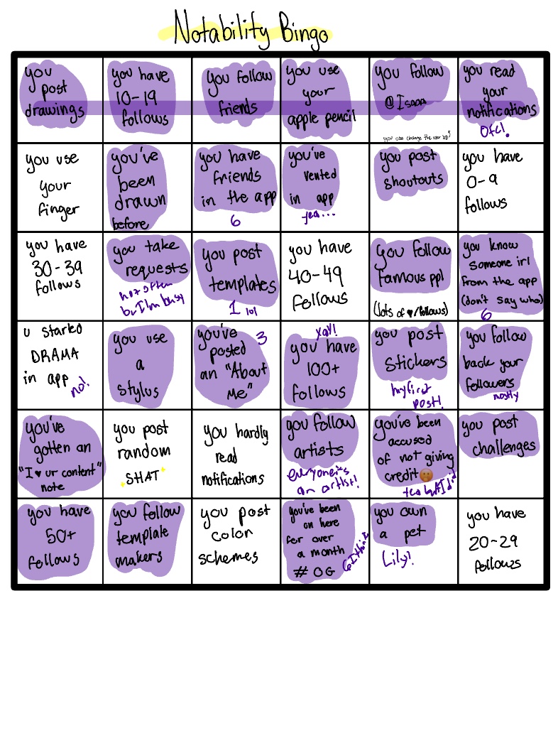 Notability Bingo ~ Friday=Monday Now - Notability Gallery