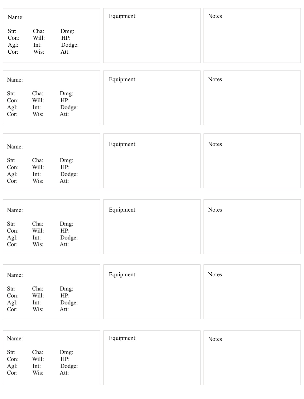 Homebrew D D RPG Npc Sheet Notability Gallery