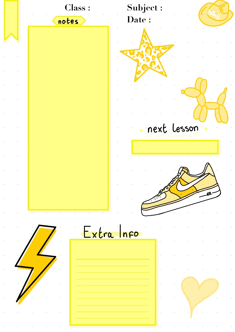 Preppy Note Setup Yellow Preppy Notes Page - Notability Gallery