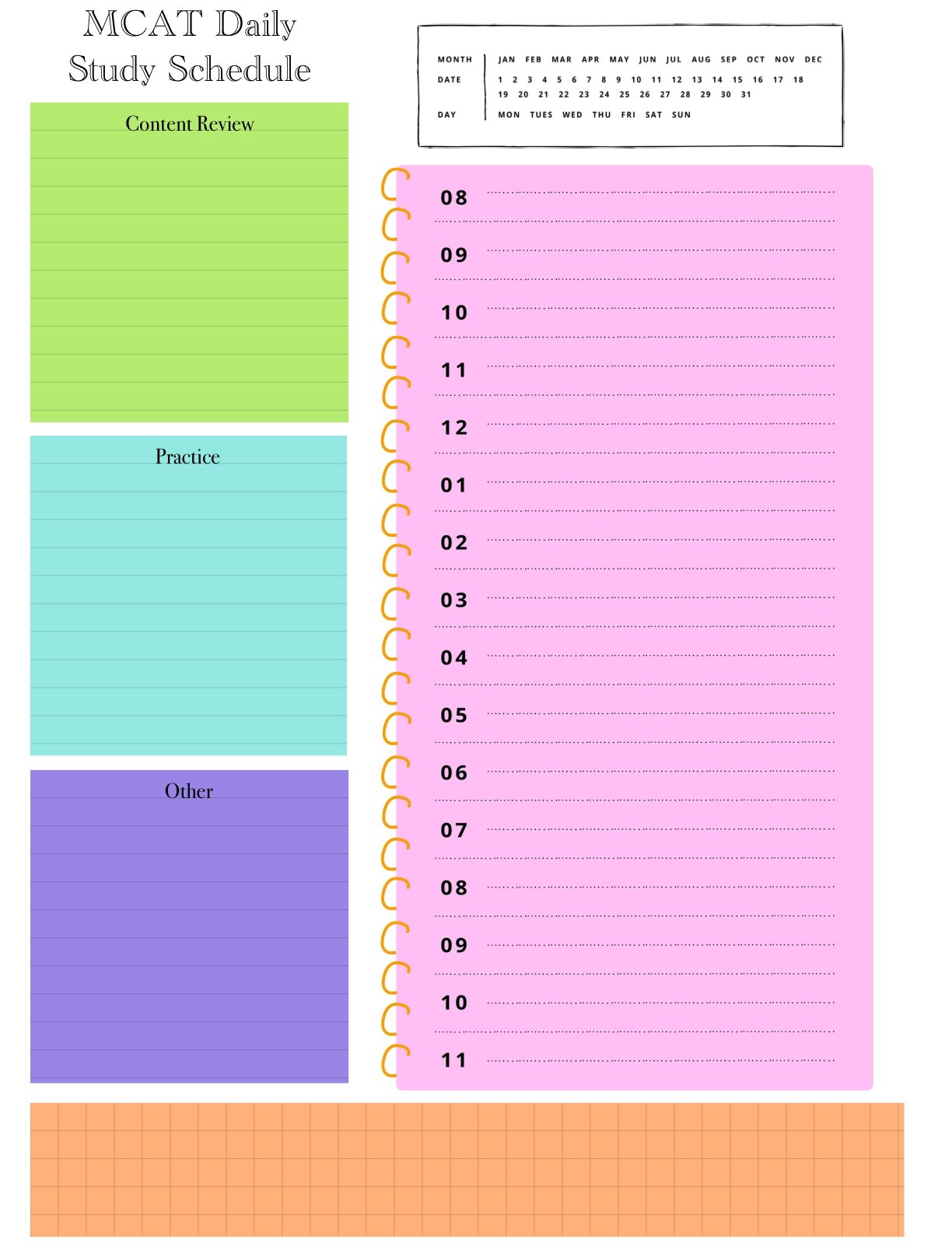 MCAT Daily Study Schedule - Notability Gallery