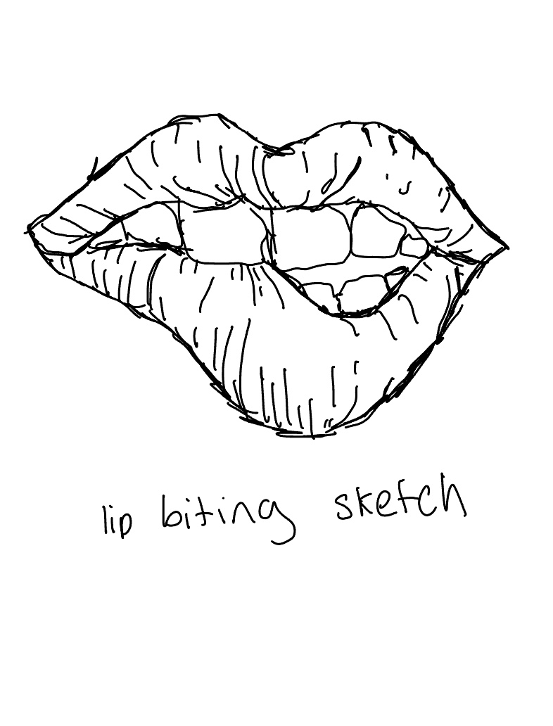 lip biting sketches
