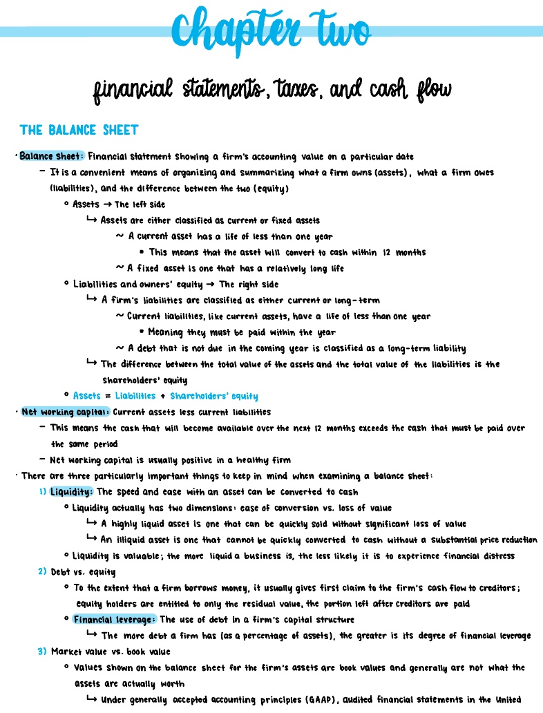 Chapter 2: Financial Statements, Taxes, And Cash Flow - Notability Gallery