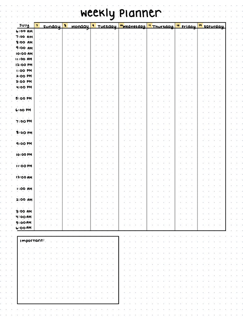 Weekly Planner With Time Stamps - Notability Gallery