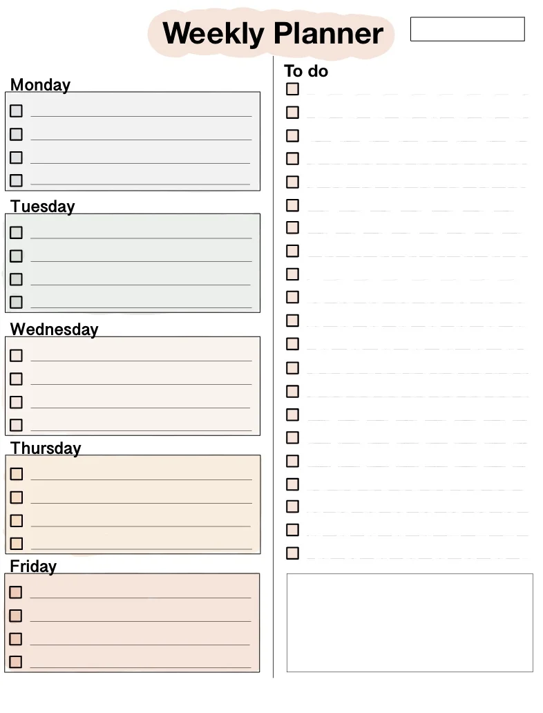 Simple Bullet Journal Weekly Planner Template Printable 7956542 Vector Art  at Vecteezy