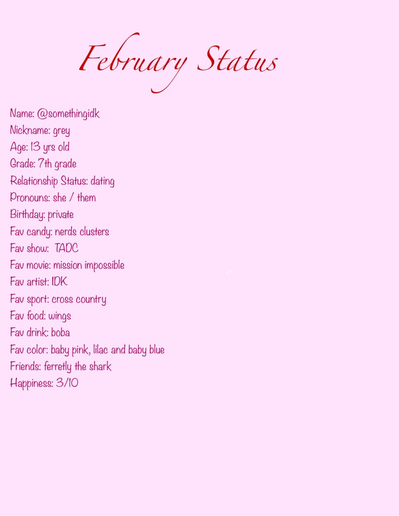 February Status (; - Notability Gallery