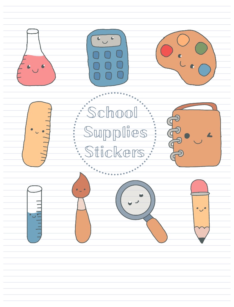 Kawaii School Supplies' Sticker