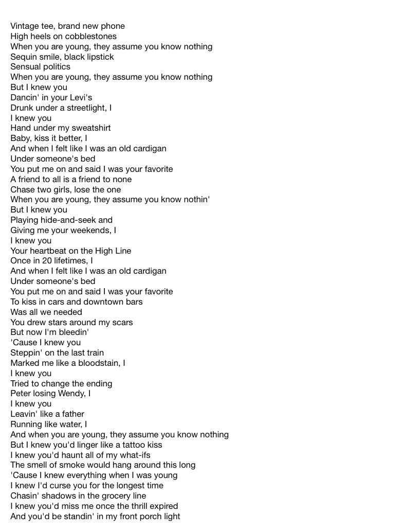 Taylor Swift – ​cardigan Lyrics