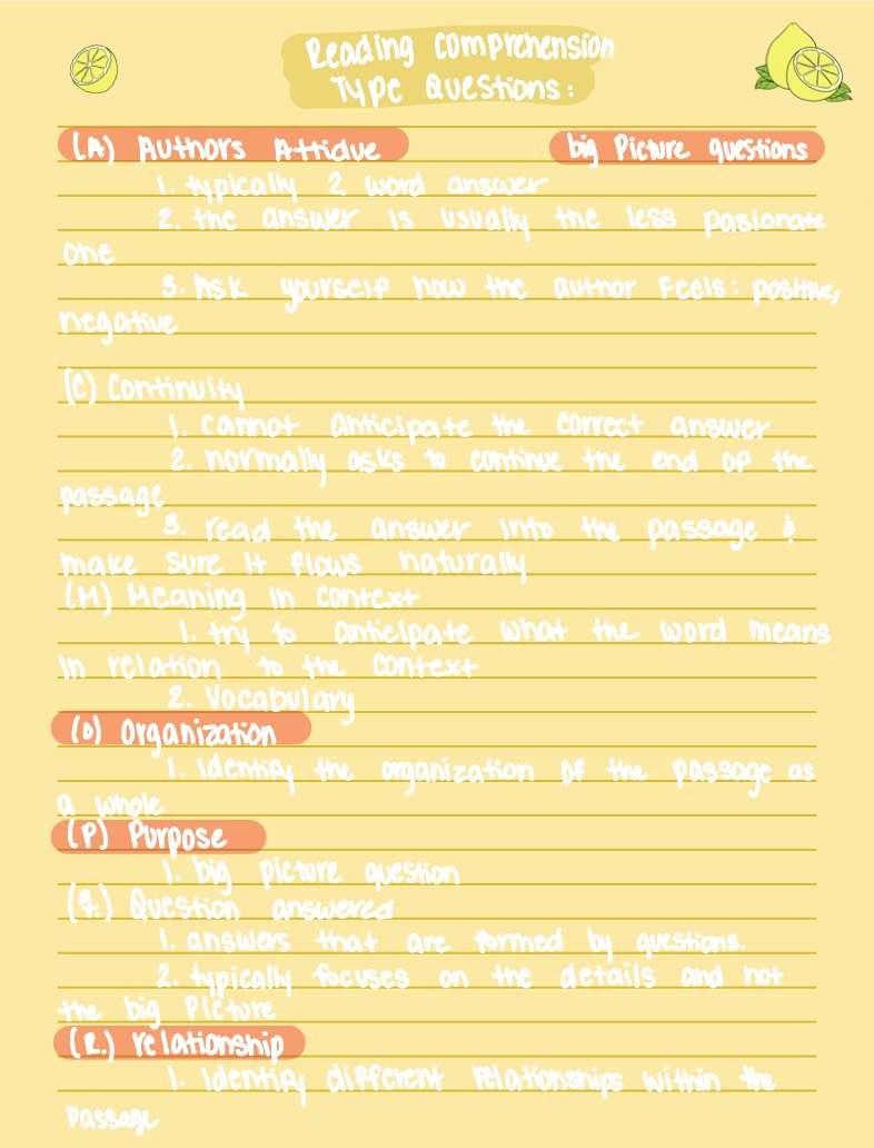 Reading Comprehension Type Questions - Notability Gallery