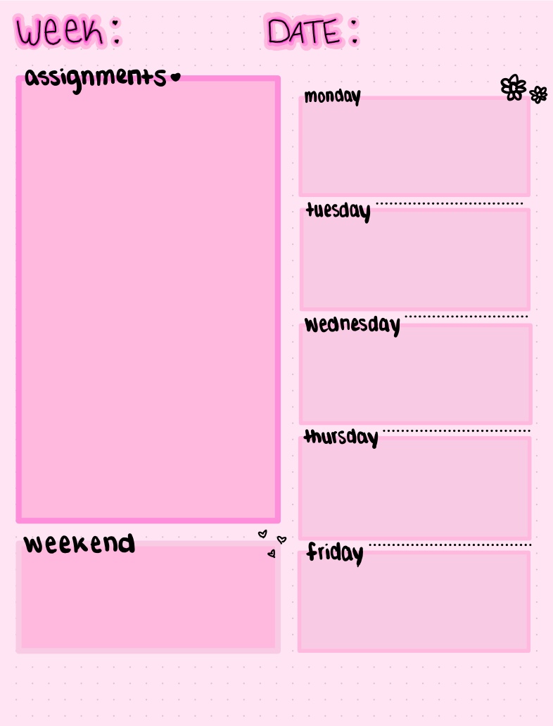 Weekly Homework Planner - Notability Gallery
