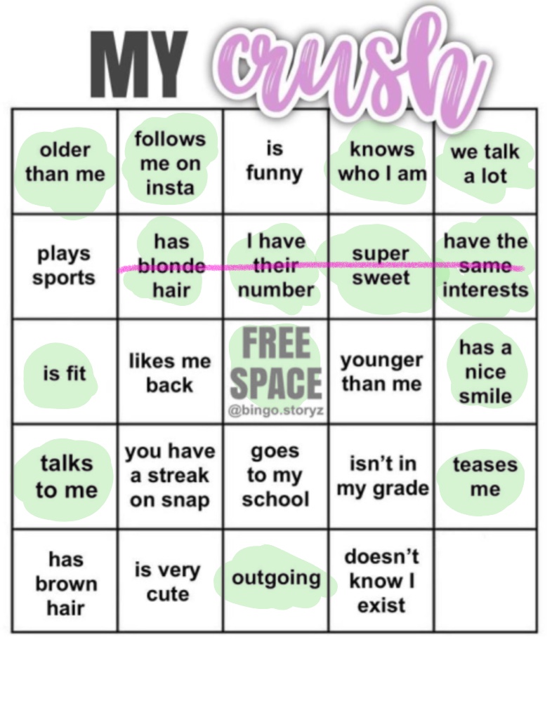 My Crush Bingo Template Notability Gallery 6095