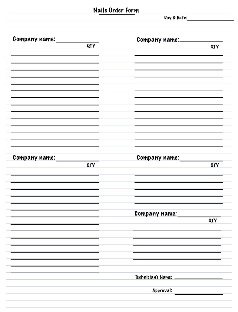 Nails Order Form - Notability Gallery