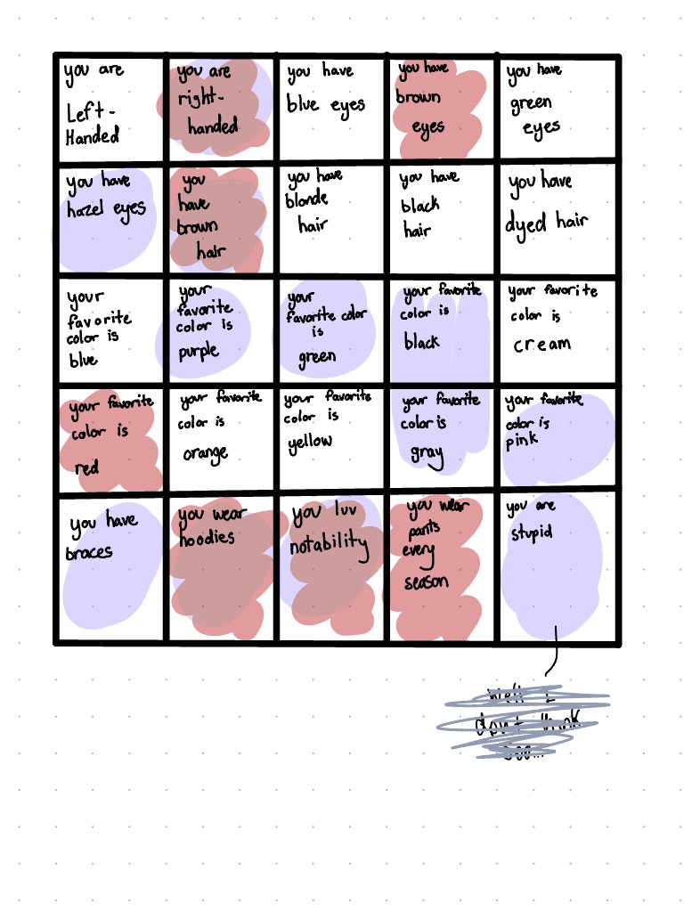 ️ Uniqueness Bingo ️ (remix Of @color123456789) - Notability Gallery