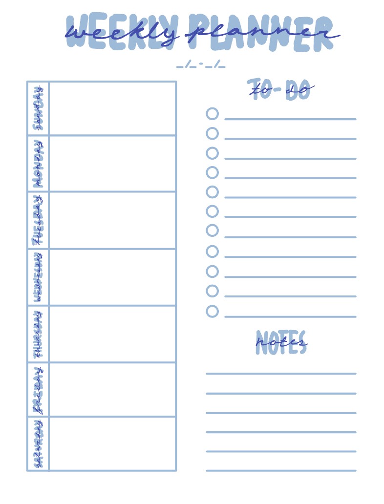 Blue Undated Weekly Planner - Notability Gallery