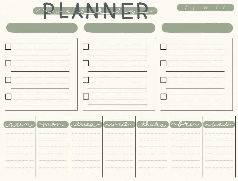 Weekly Planner Template - Notability Gallery