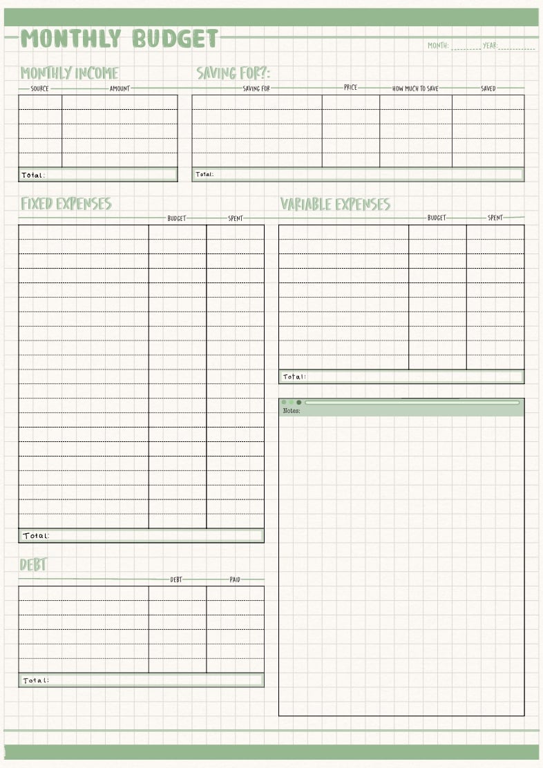 Monthly Budget For Hand Writing - Notability Gallery