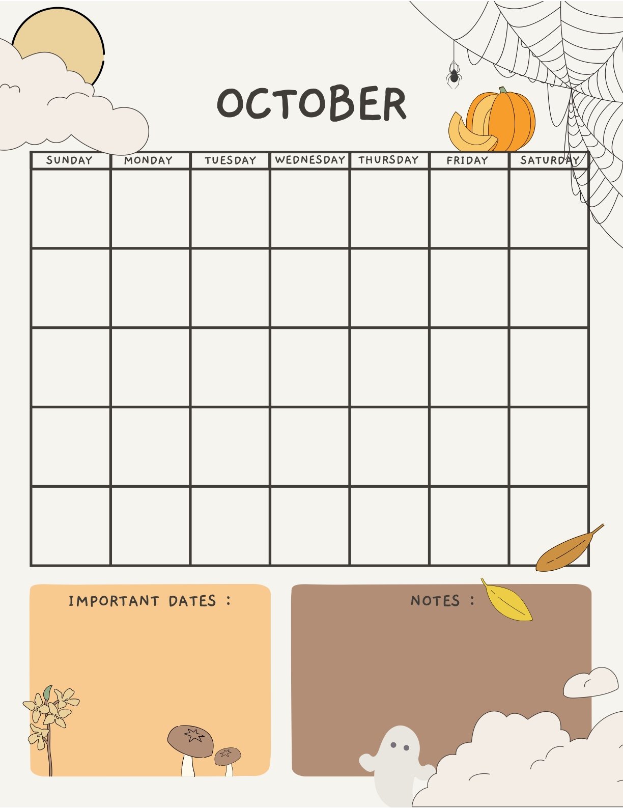 October Customizable Calendar - Notability Gallery