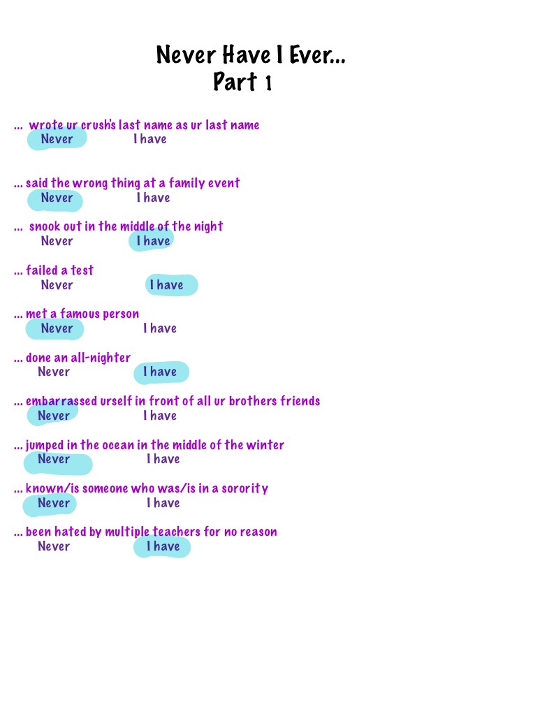 NEVER HAVE I EVER XD - Notability Gallery