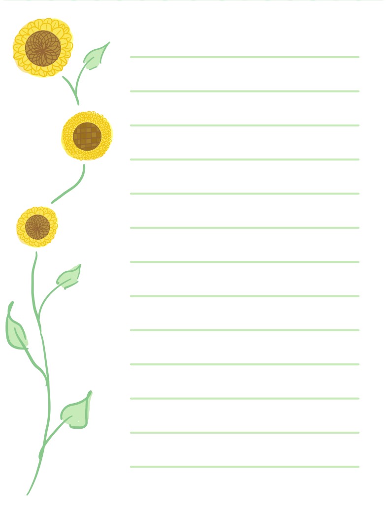 Simple Sunflower Notepage - Notability Gallery
