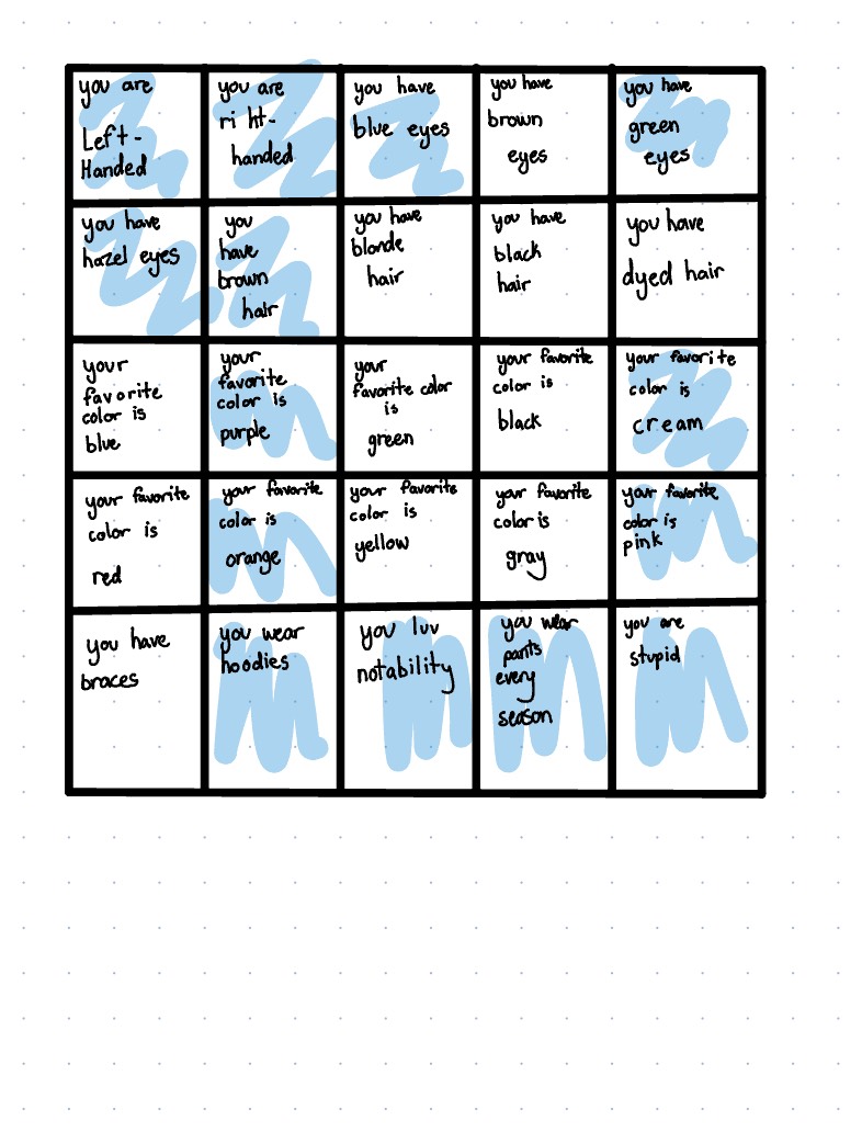 ️ Uniqueness Bingo ️ (remix Of @color123456789) - Notability Gallery