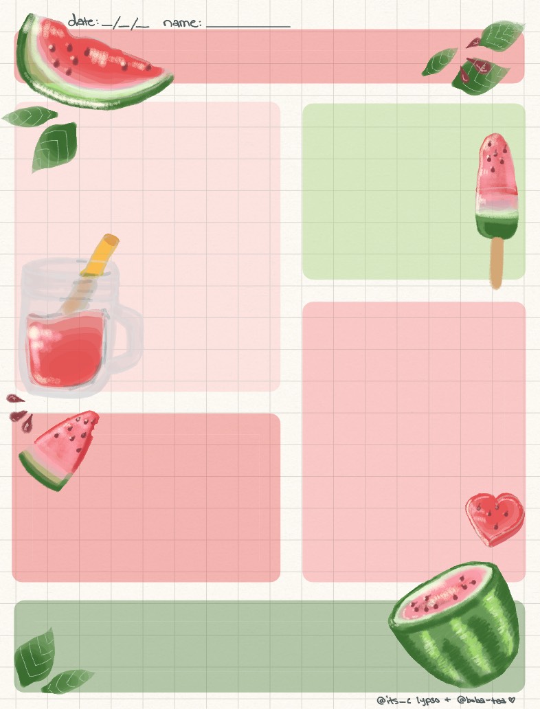 Cute Aesthetic Watermelon Grid Notes 🍉 - Notability Gallery