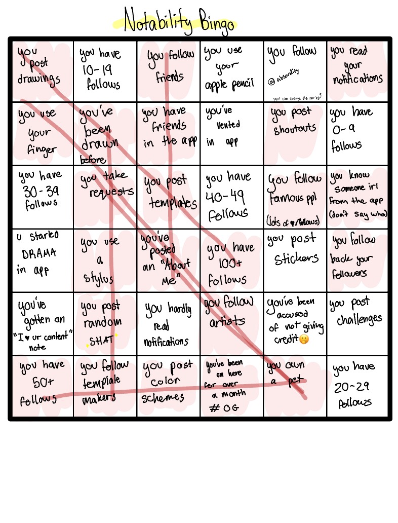 Notability Bingo ~Friday=Monday. - Notability Gallery