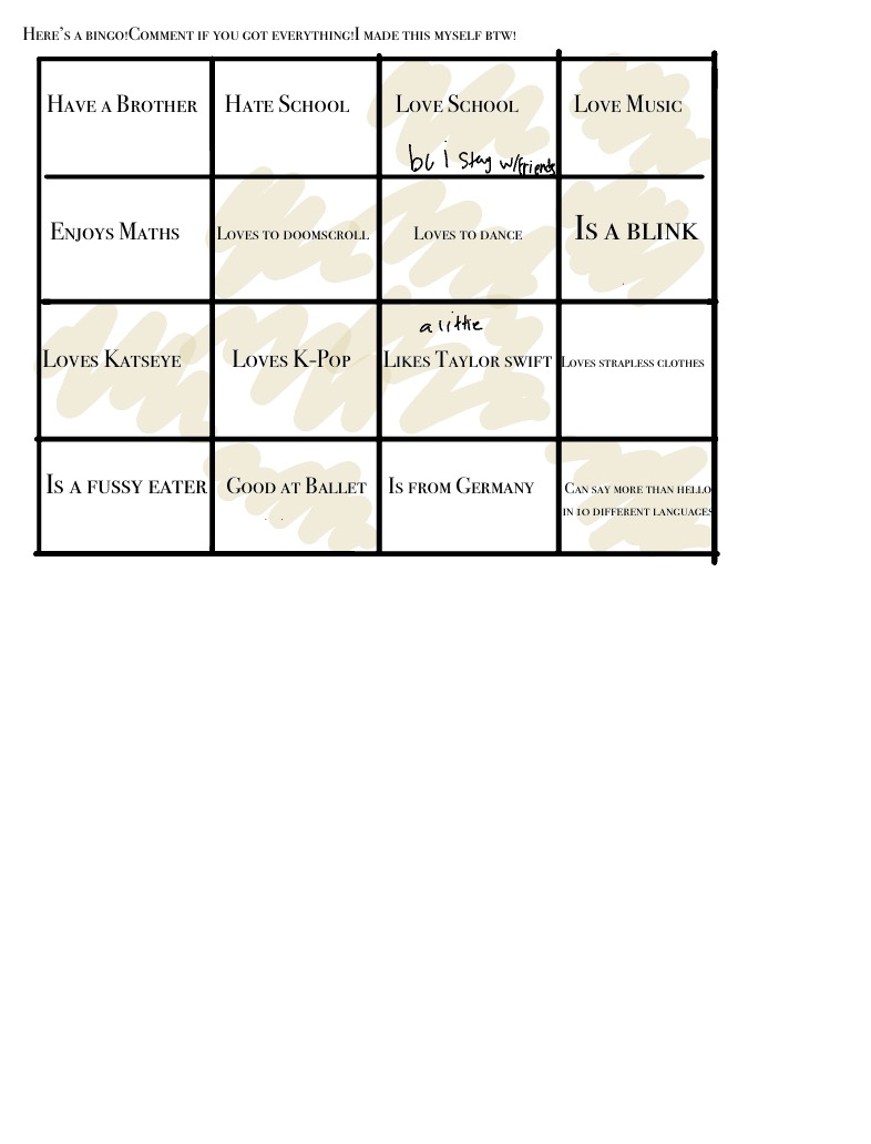 Here’s A Fun Bingo! :3 - Notability Gallery
