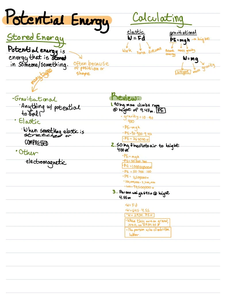 Potential Energy Notes - Notability Gallery