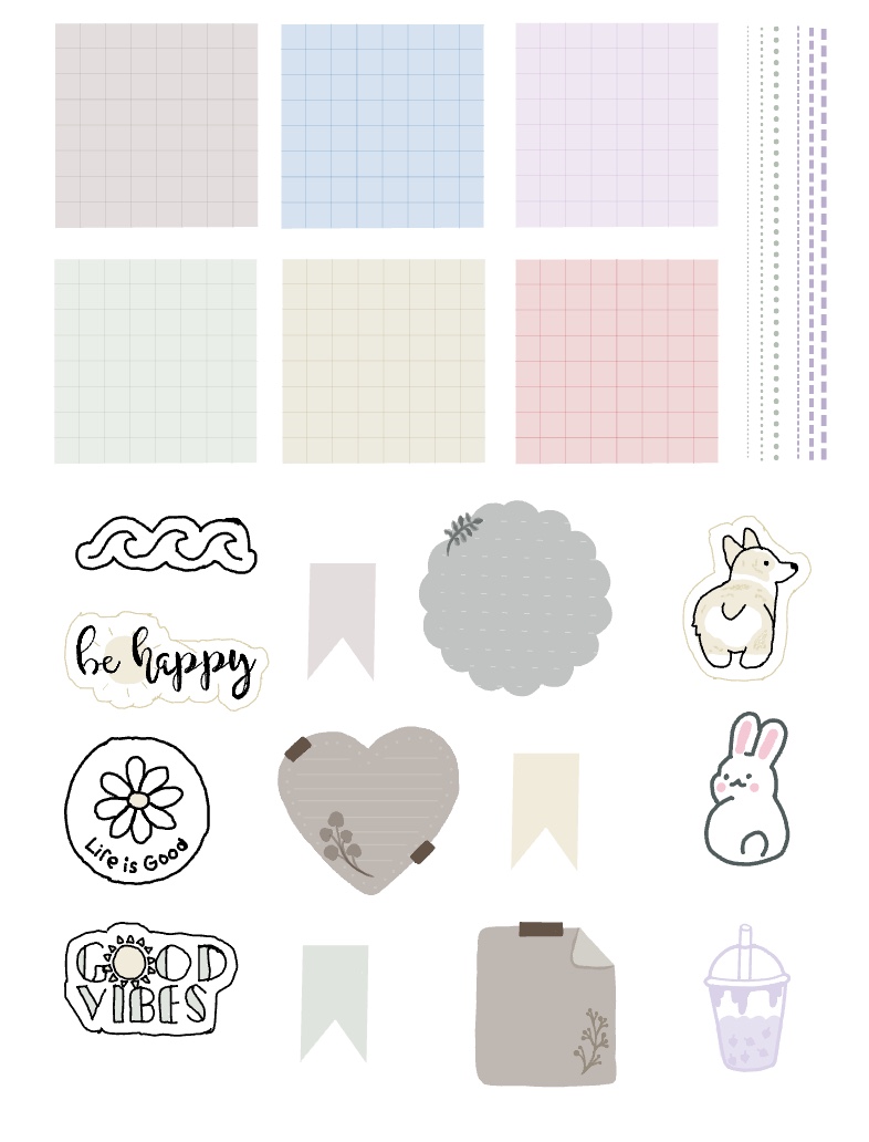 Aesthetic sticker pack template