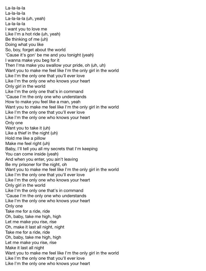 Rihanna Only Girls (In The World) Lyrics - Notability Gallery