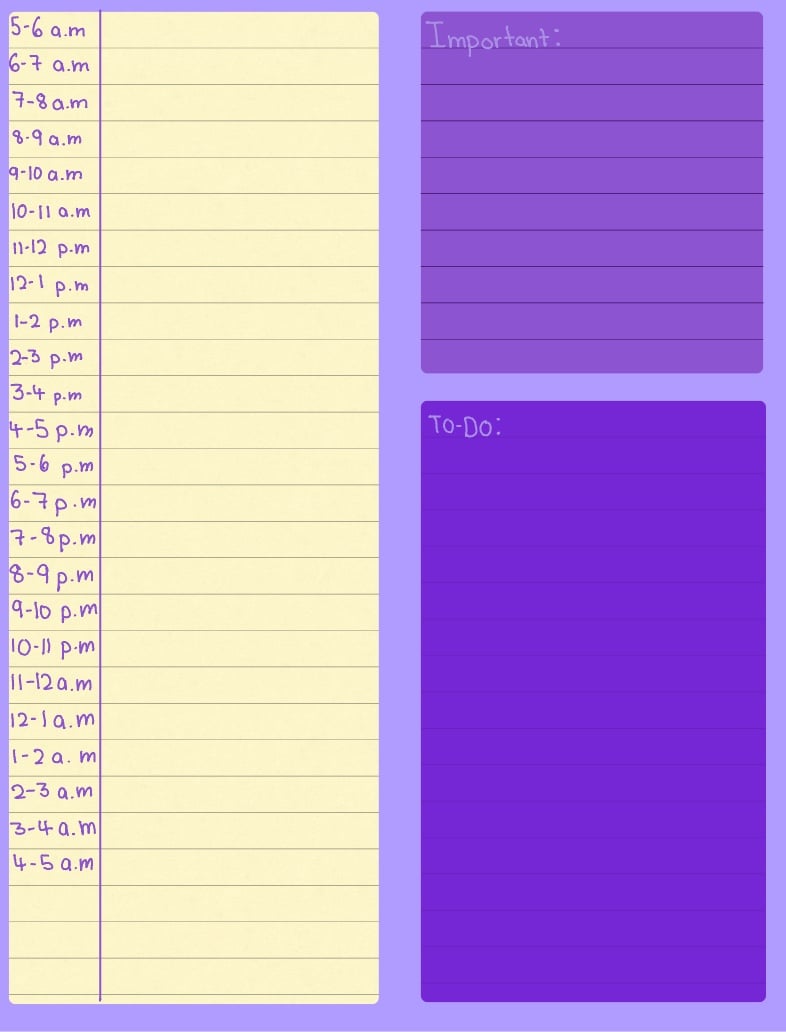 Aesthetic Purple One-day Schedule 💜 - Notability Gallery