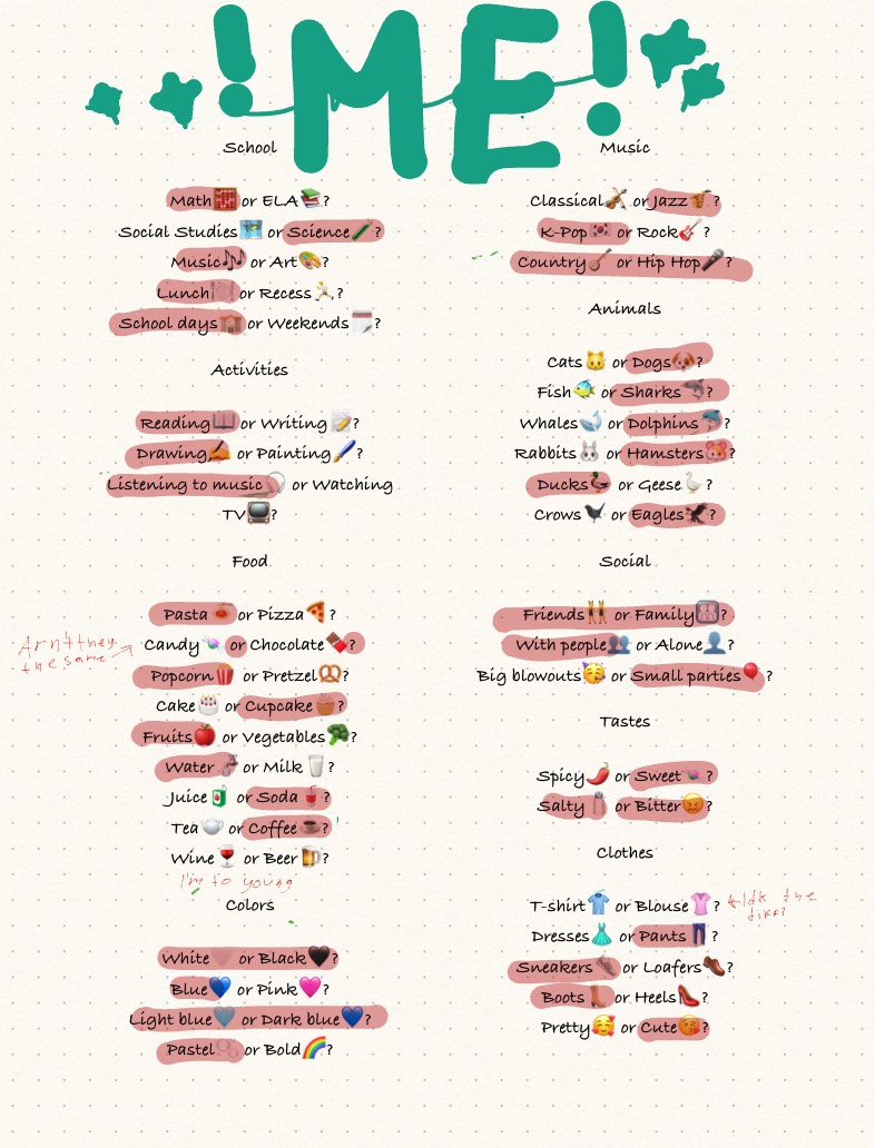 This Or That? Me Edition:) - Notability Gallery