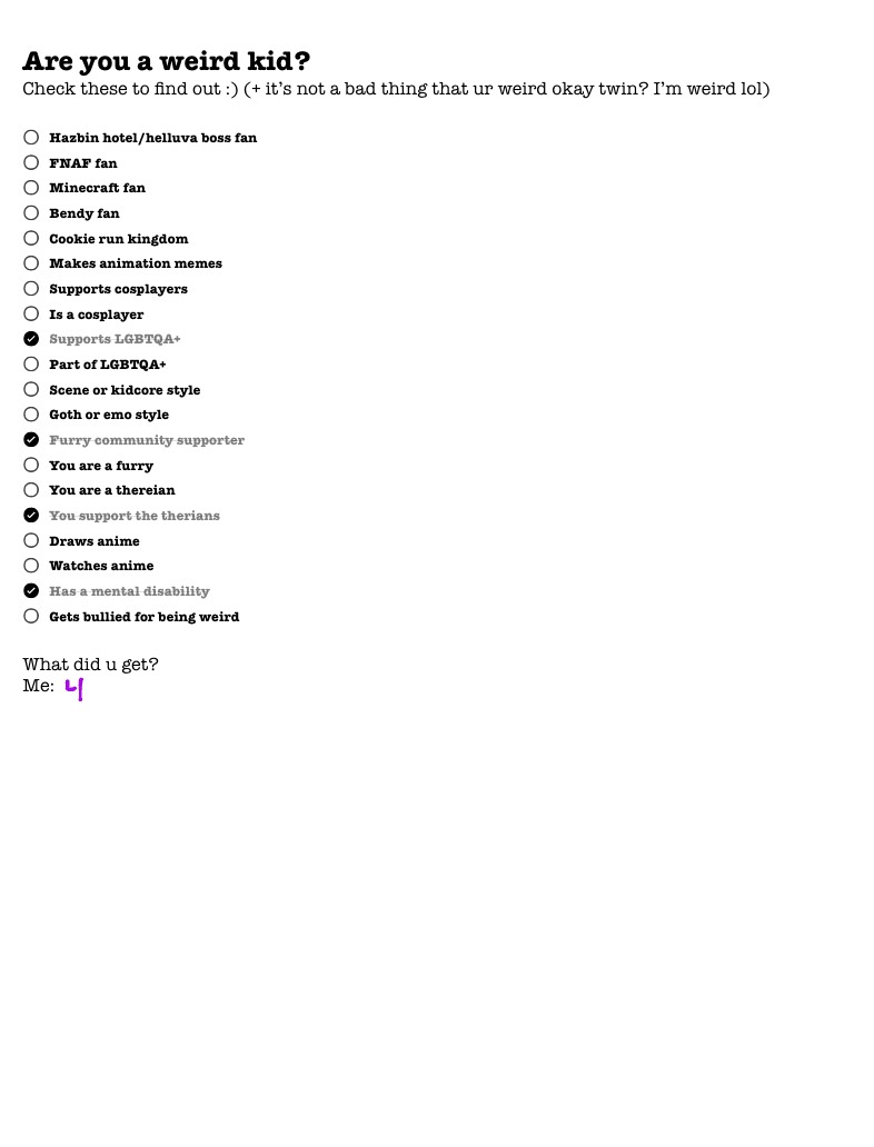 Weird Kid Quiz - Notability Gallery