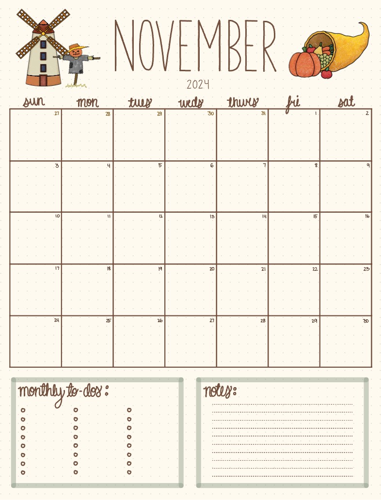 November 2024 Calendar - Notability Gallery