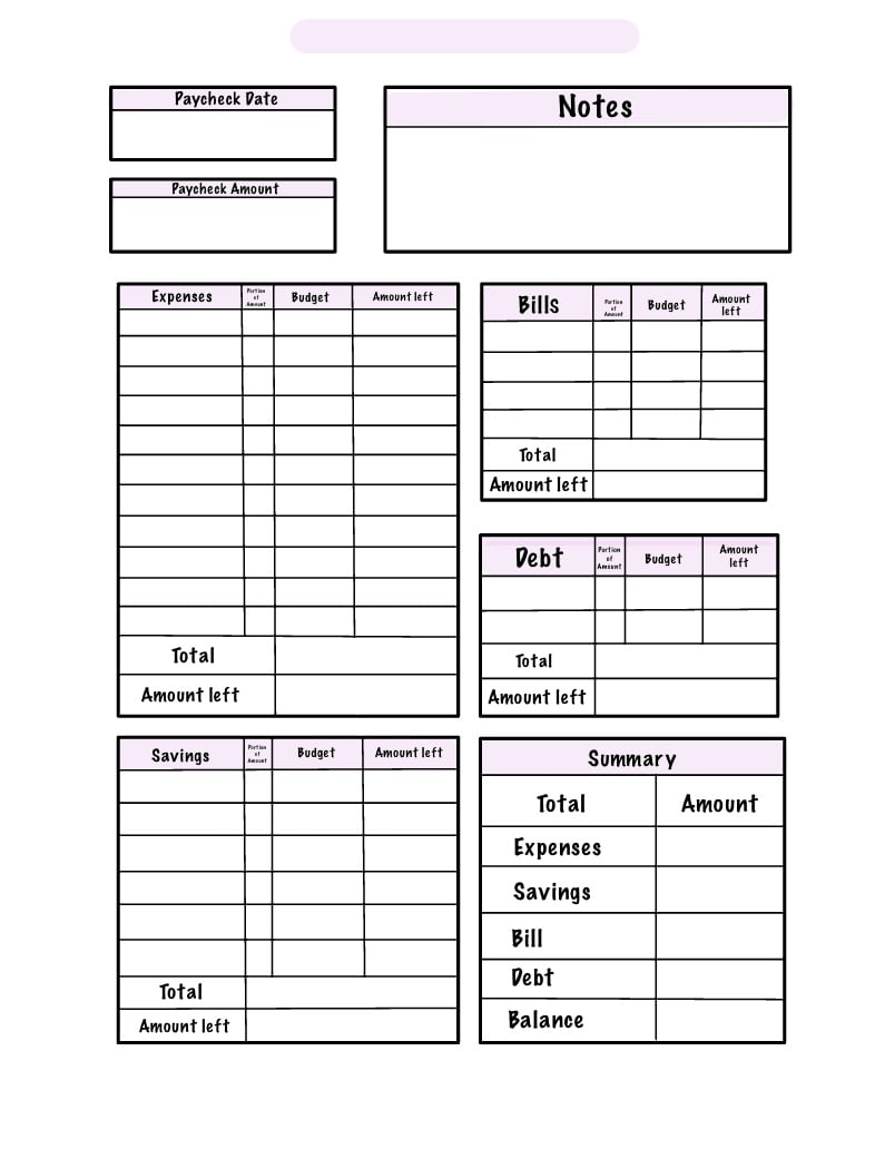 bi weekly budget planner template