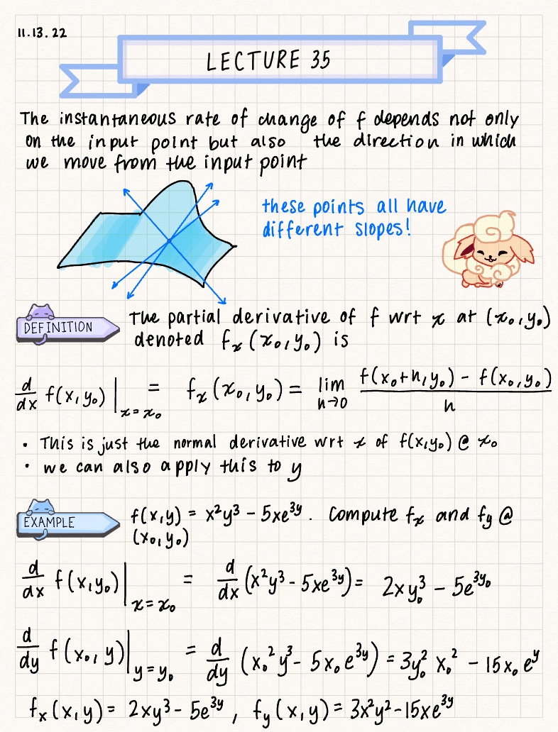 Partial Derivatives - Multivariable Calculus + Calc III - Notability ...