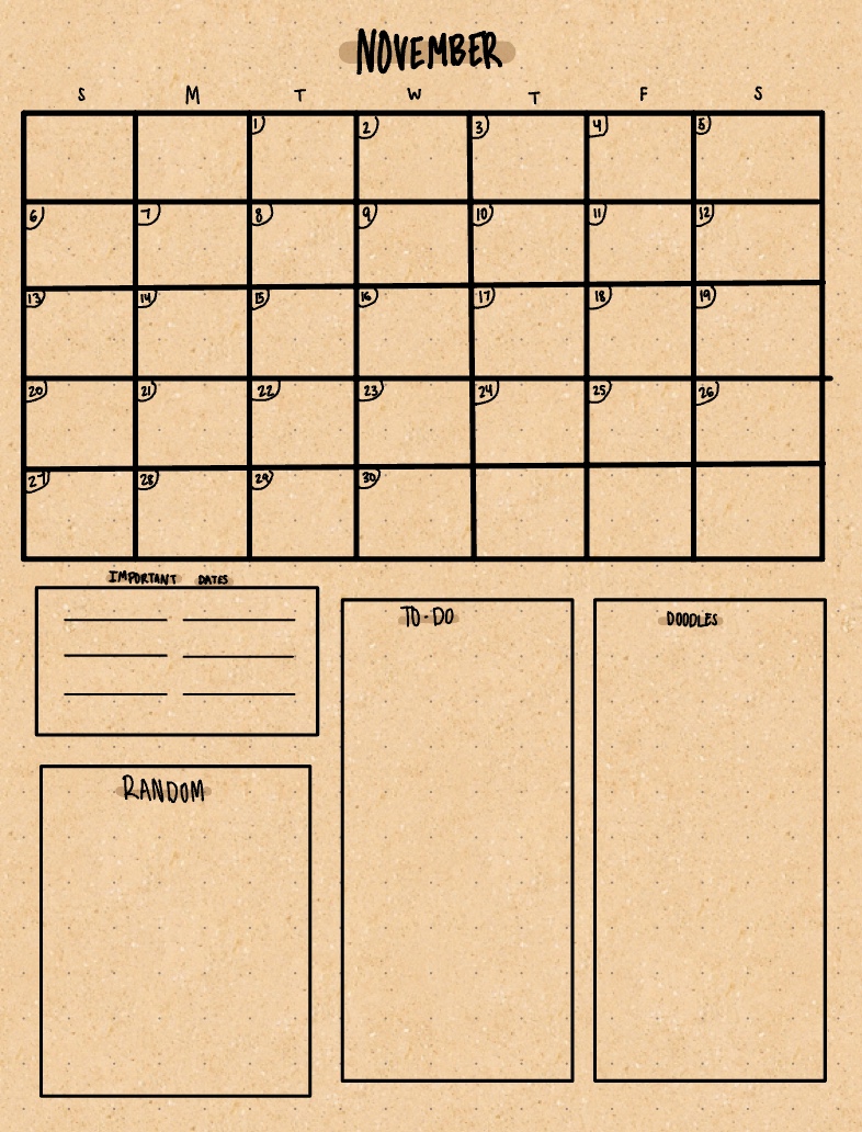Aesthetic November Calendar Notability Gallery