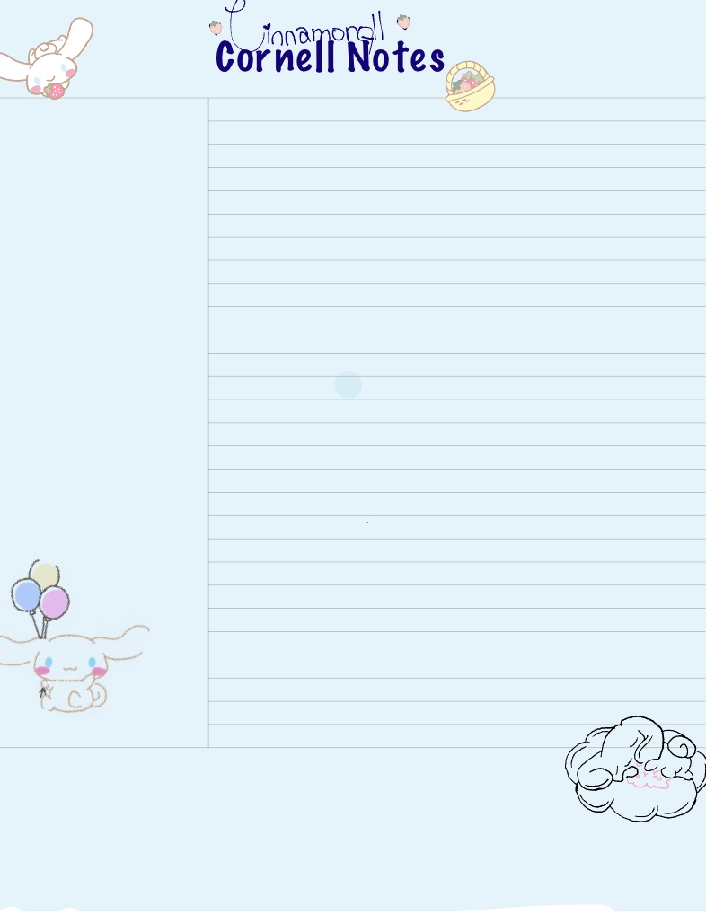 🤍💙Cinnamoroll Cornell Notes 💙🤍 - Notability Gallery