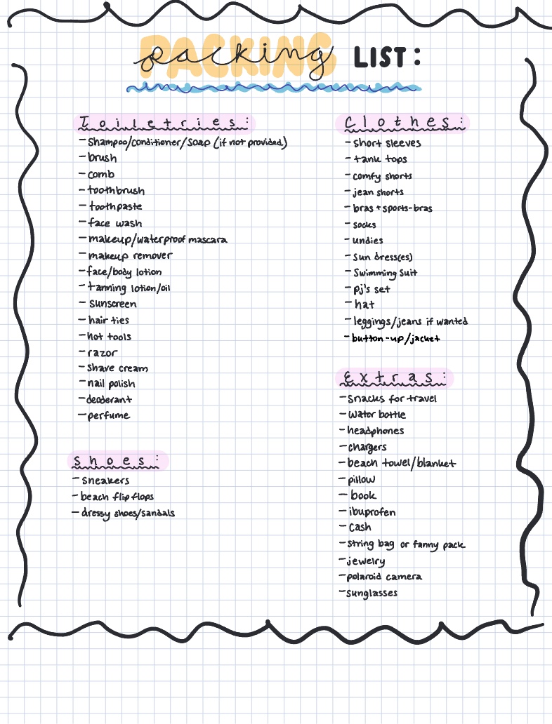 Vacation Packing List - Notability Gallery